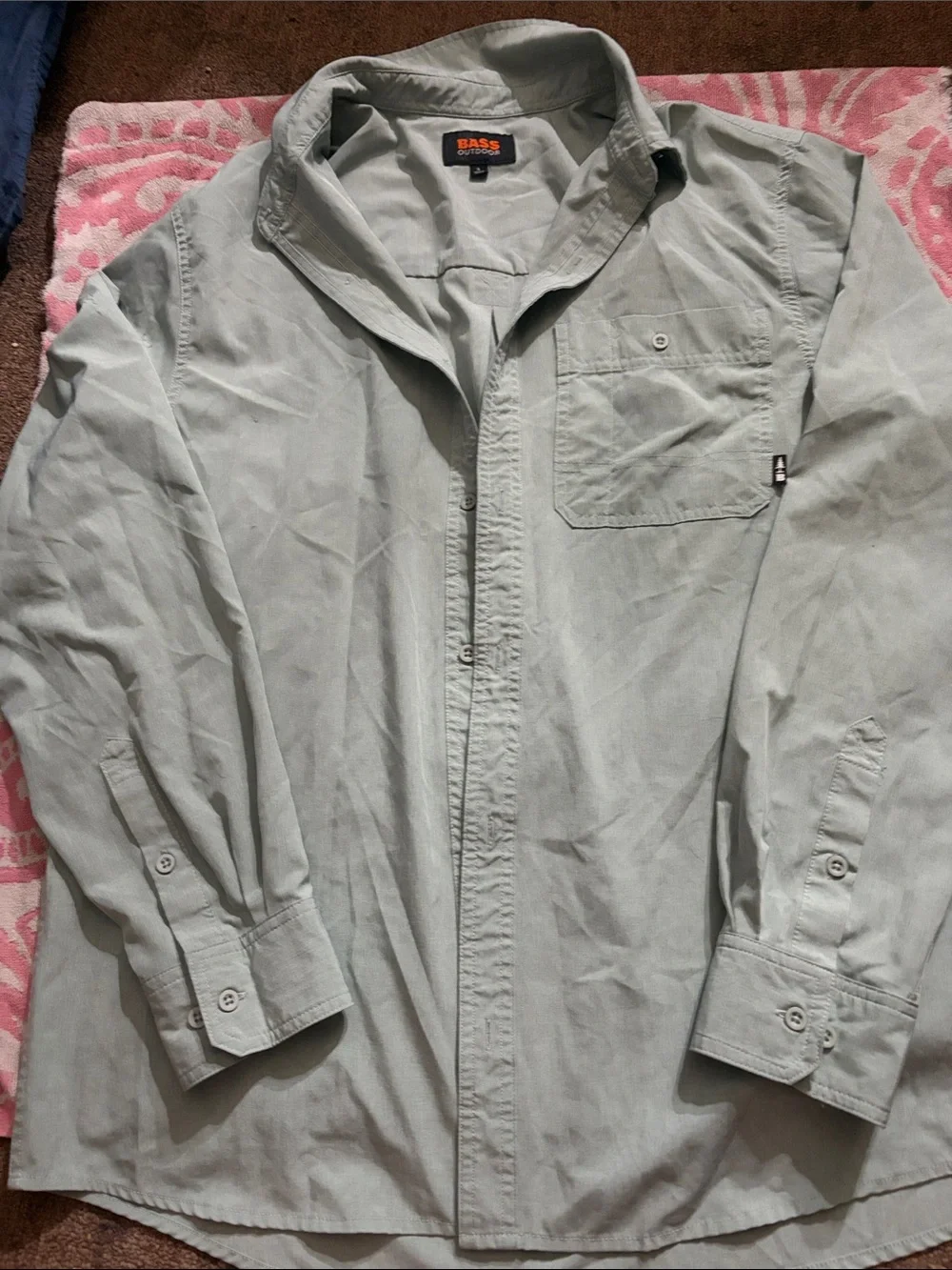 Bass Men's Light Sage Green Button-Up Dress Shirt